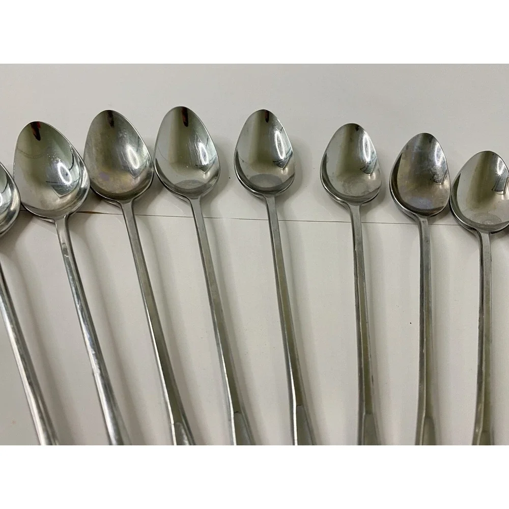 Eldan Stainless Japan ELD18 Pattern Textured Roses 12 Iced Tea Spoons 8 1/8